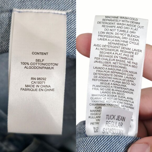 Tibi Spring Denim Tuck Classic Blue Jean High Waisted Pleated Pants Size‎ 24 - Picture 9 of 13